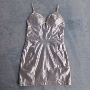 Love Fate Destiny Gold Bustier Short Dress